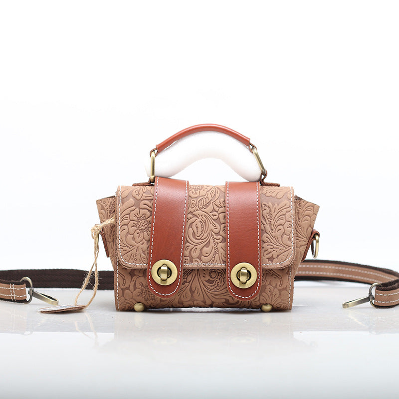 Classic Embossed Leather Handbag woyaza