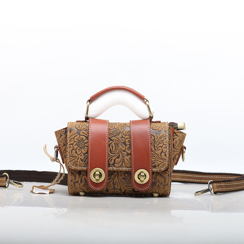 Retro-Inspired Leather Shoulder Bag woyaza
