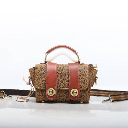 Retro-Inspired Leather Shoulder Bag woyaza