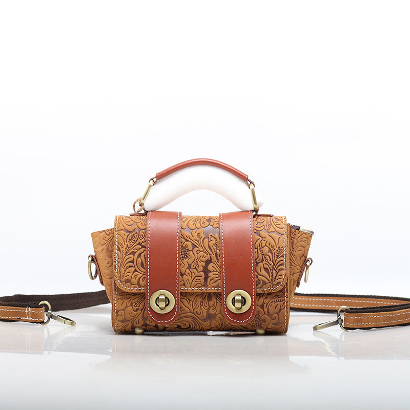Exquisite Patterned Leather Handbag woyaza