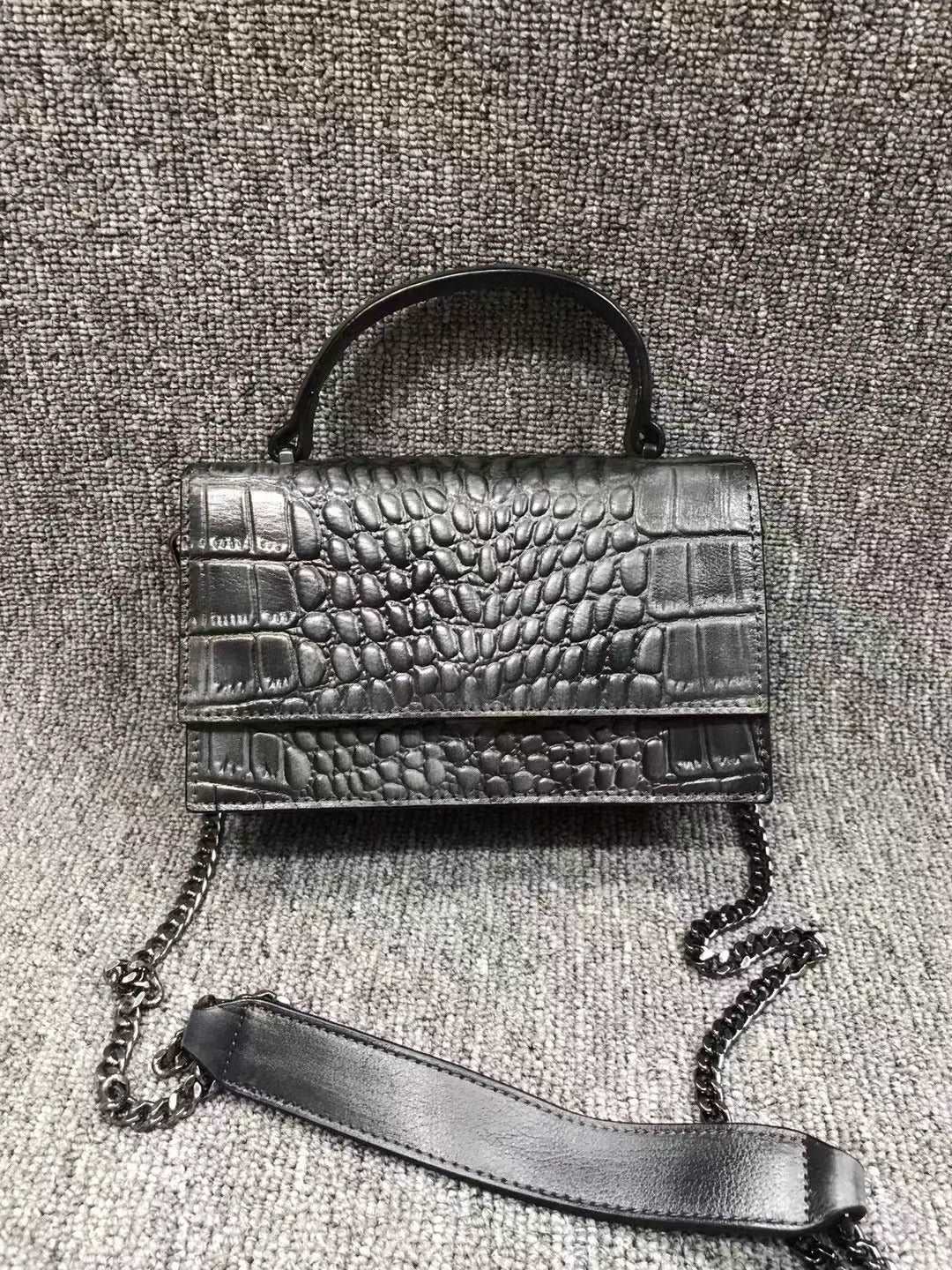 Fashionable Vintage Leather Women's Briefcase Chain Strap woyaza