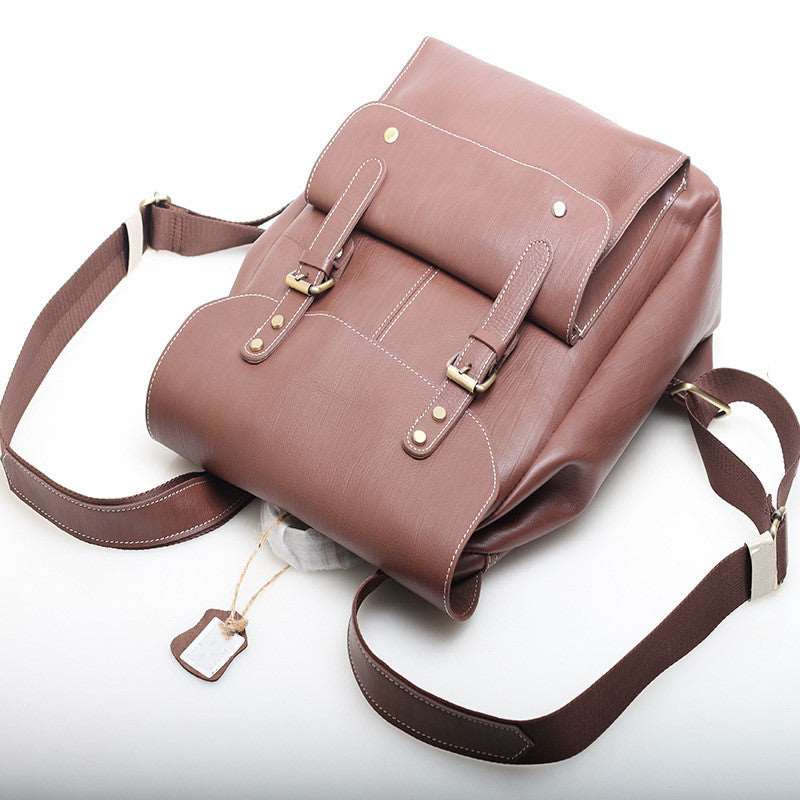 Classic Leather School Backpack Woyaza