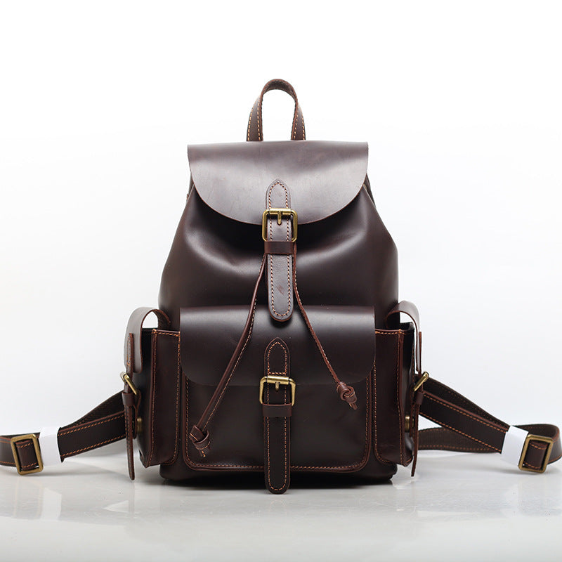 Chic Vintage Leather College Rucksack Woyaza