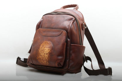 Retro Style Leather Travel Backpack Woyaza