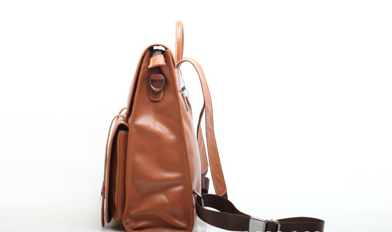 Genuine Leather College Backpack Woyaza