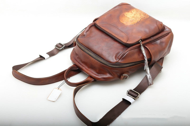 Classic Leather College Backpack Woyaza