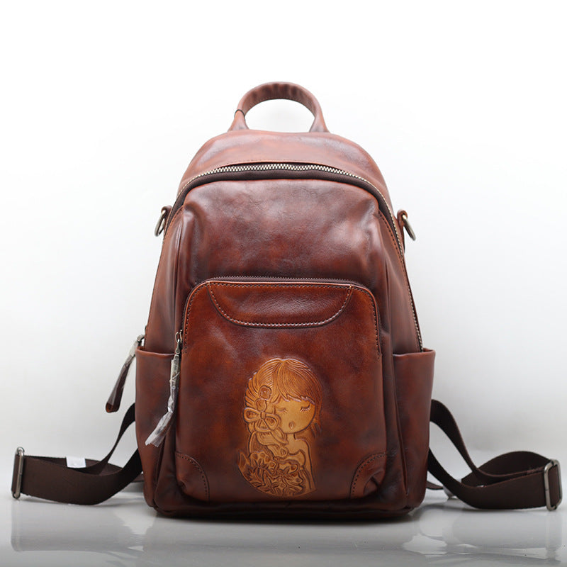 Retro Chic Leather Travel Knapsack Woyaza