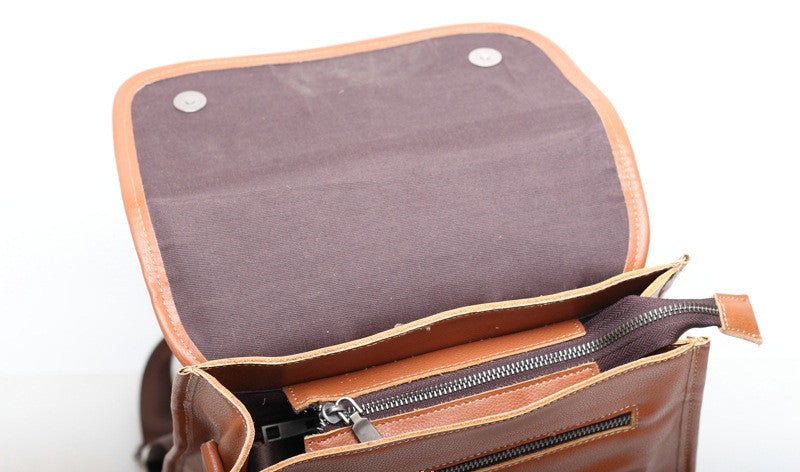 Sophisticated Leather Travel Knapsack Woyaza