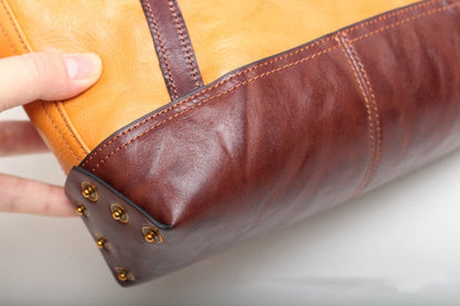 Fashionable Vintage Leather Tote Bag woyaza