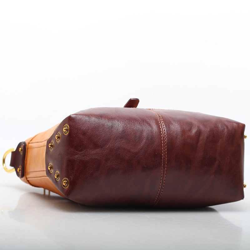 Vintage Style Leather Commuter Handbag woyaza