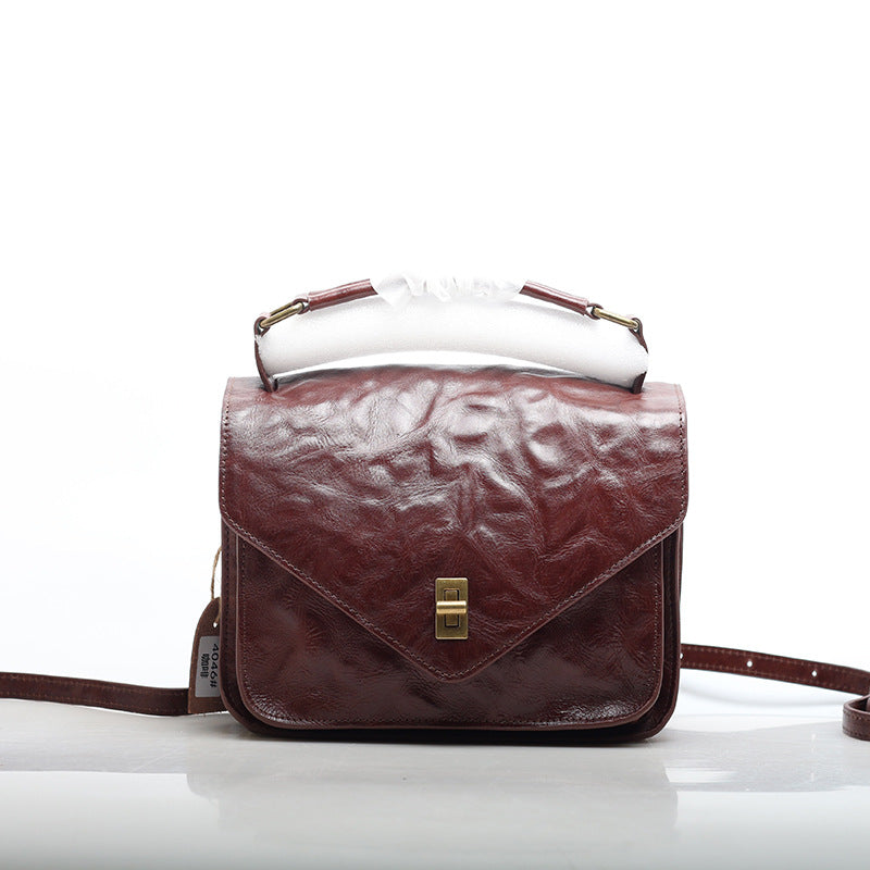 Classic Genuine Leather Retro Handbag for Women woyaza
