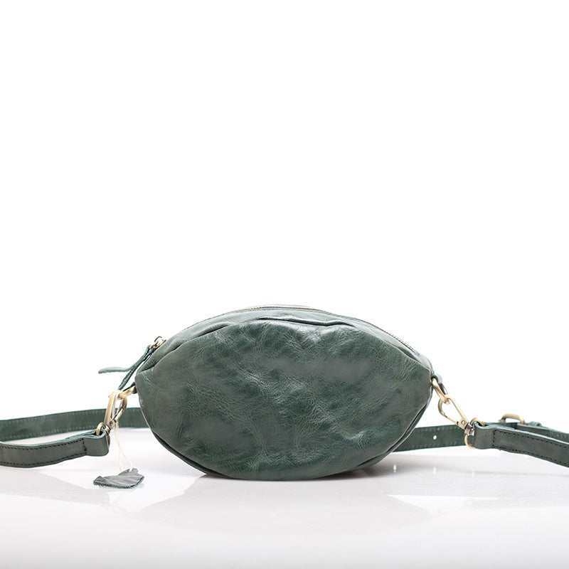 Sleek Oval Leather Shoulder Handbag Woyaza