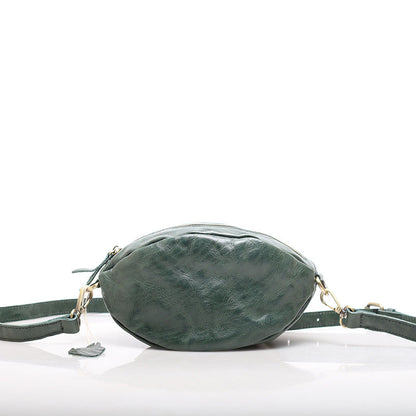 Sleek Oval Leather Shoulder Handbag Woyaza