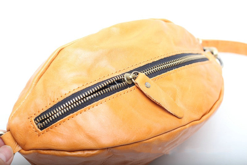 Fashionable Oval Leather Crossbody Bag Woyaza