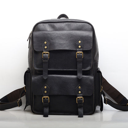 Stylish Vintage Leather Backpack with Large Interior Space for Men woyaza