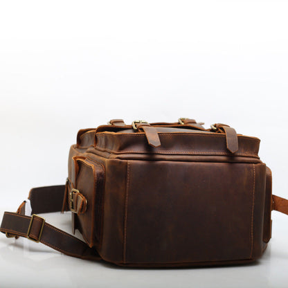 Vintage Inspired Genuine Leather Rucksack with Laptop Pocket for Men woyaza