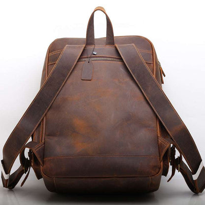 Stylish Vintage Leather Backpack with Computer Compartment for Men woyaza