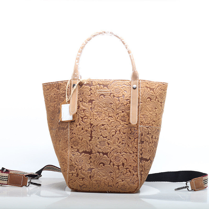 Women's Vintage Tote Bag with Intricate Embossed Detailing woyaza