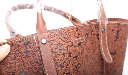 Classic Genuine Leather Tote with Embossed Surface woyaza