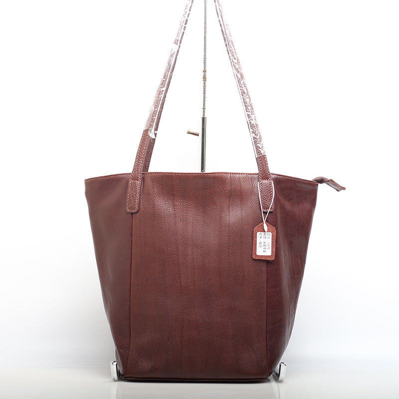 Versatile Vintage Leather Ladies' Work Tote Single Shoulder Bag woyaza
