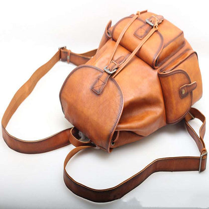 Genuine Leather College Backpack Woyaza