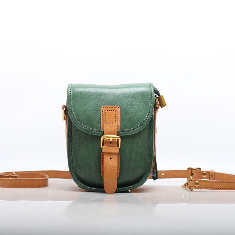 Timeless Vintage Color Contrast Leather Crossbody Bag for Women woyaza
