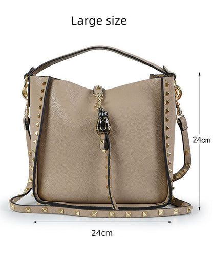 Retro Bucket Bag embellished with Metal Studs woyaza