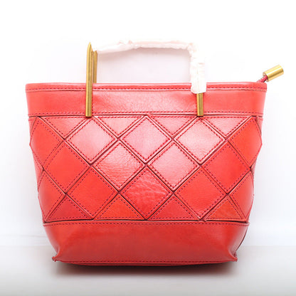 Elegant Leather Patchwork Bucket Handbag woyaza