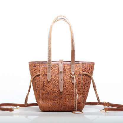 Classic Leather Crossbody with Embossed Texture woyaza