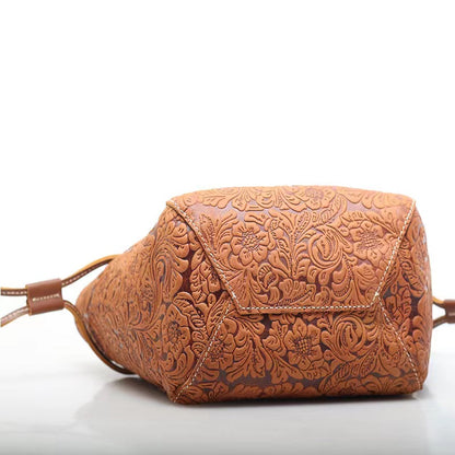 Retro Single Shoulder Bag with Pressed Pattern woyaza