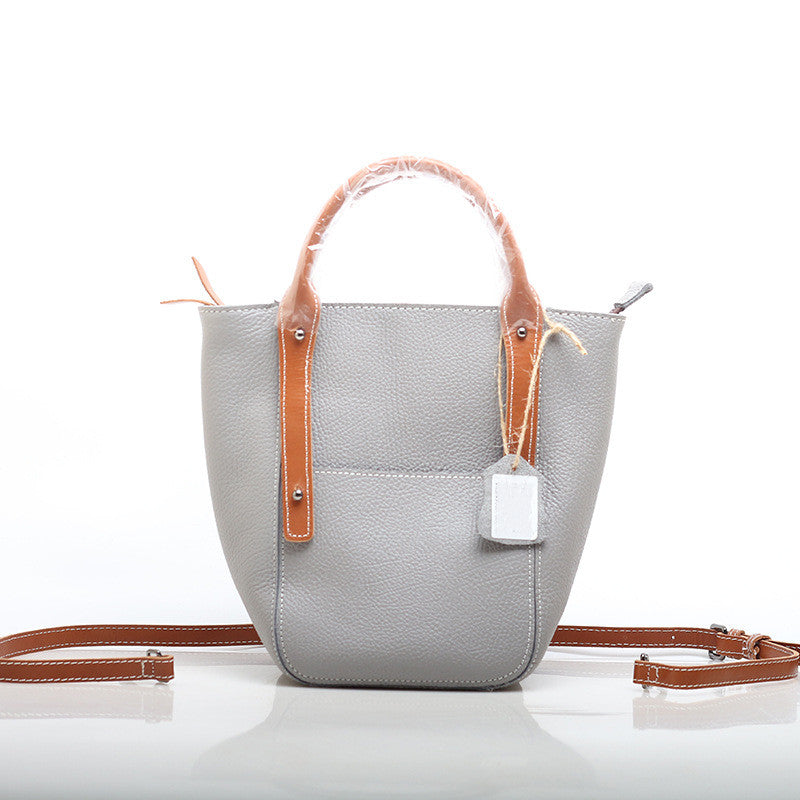Elegant Genuine Leather Tote Handbag with Embossed Pattern woyaza