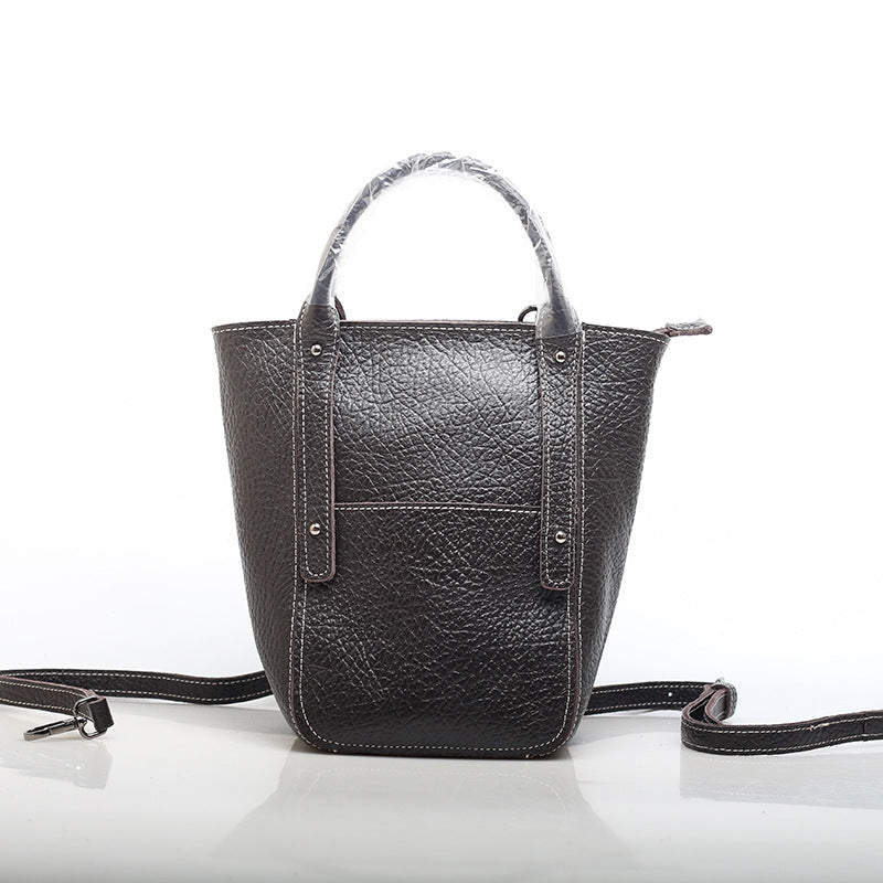 Sophisticated Genuine Leather Tote with Vintage Flair woyaza