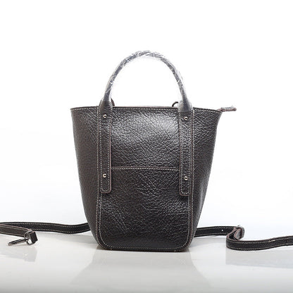 Sophisticated Genuine Leather Tote with Vintage Flair woyaza