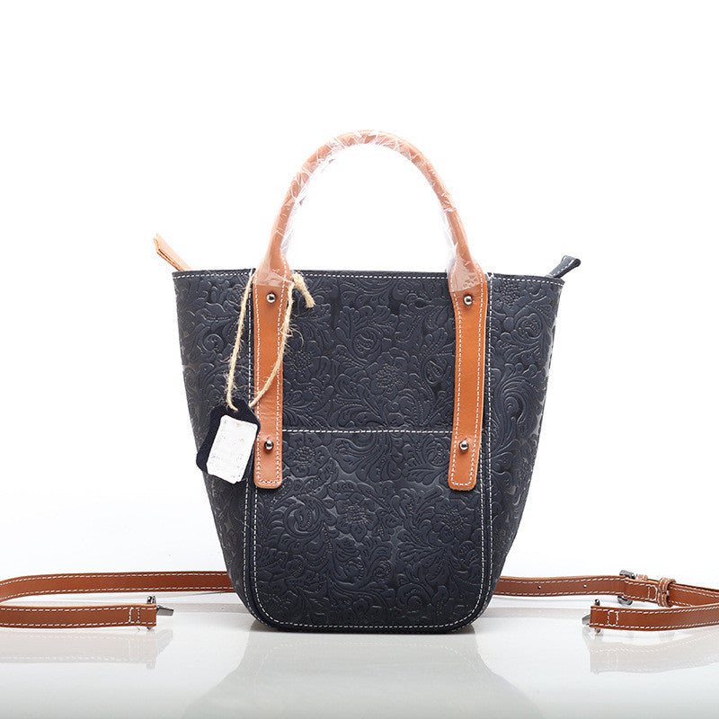 Stylish Retro Leather Crossbody Bag with Embossed Design woyaza