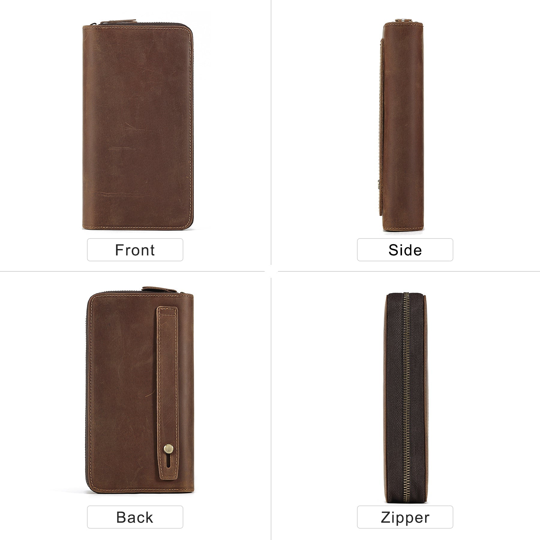 Vintage Style Men's Leather Long Wallet RFID woyaza
