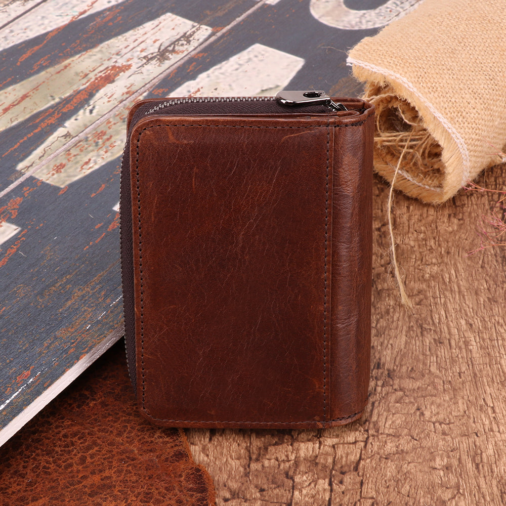 Classic Design Men's Short Leather Wallet with RFID Protection Woyaza