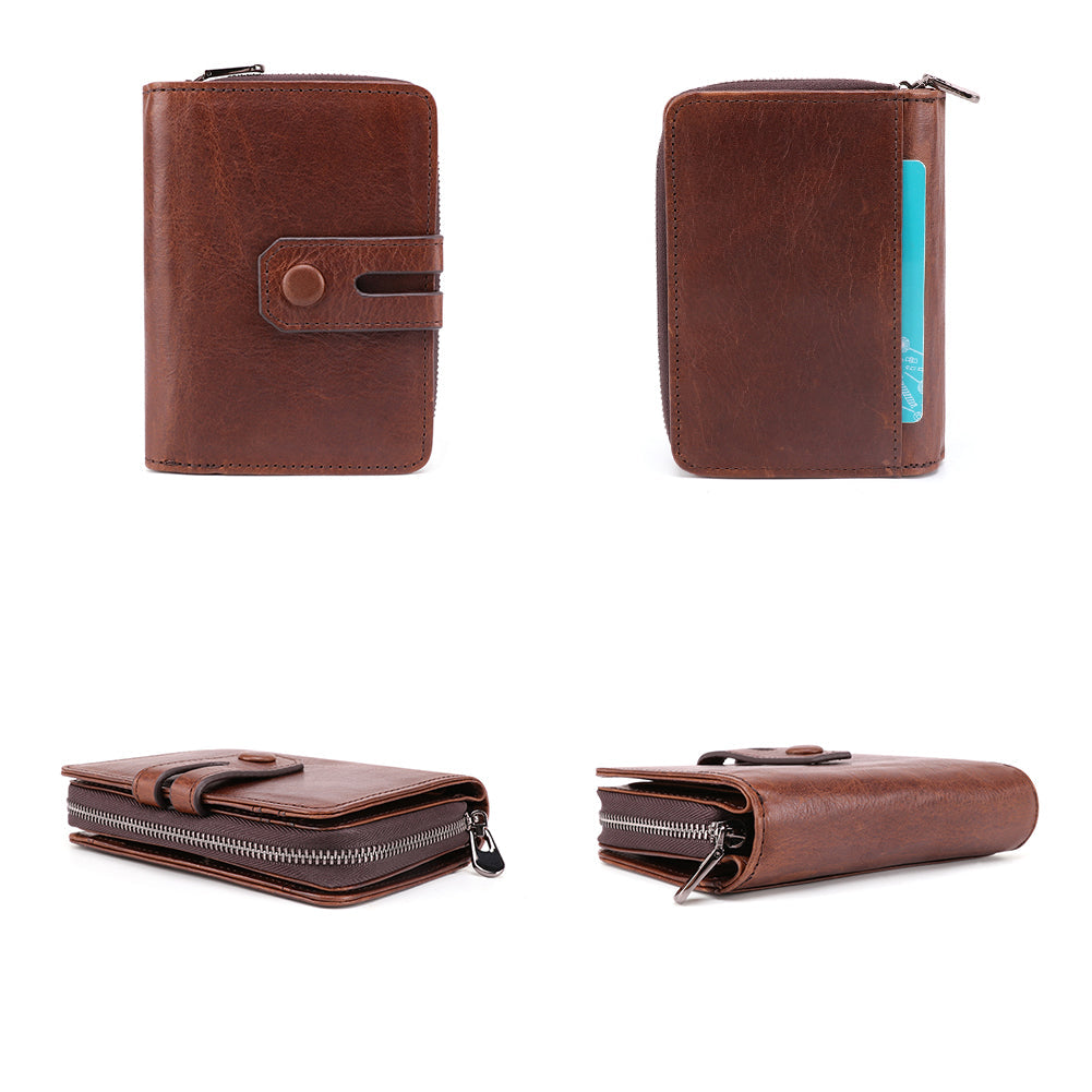 High-Quality RFID Leather Men's Short Wallet Woyaza