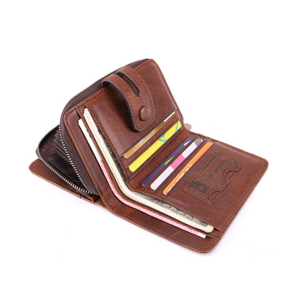 Contemporary RFID Leather Men's Short Wallet Woyaza