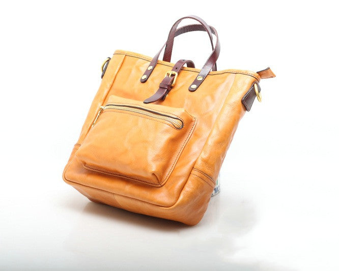 Classic Retro Style Leather Work Tote Handbag woyaza