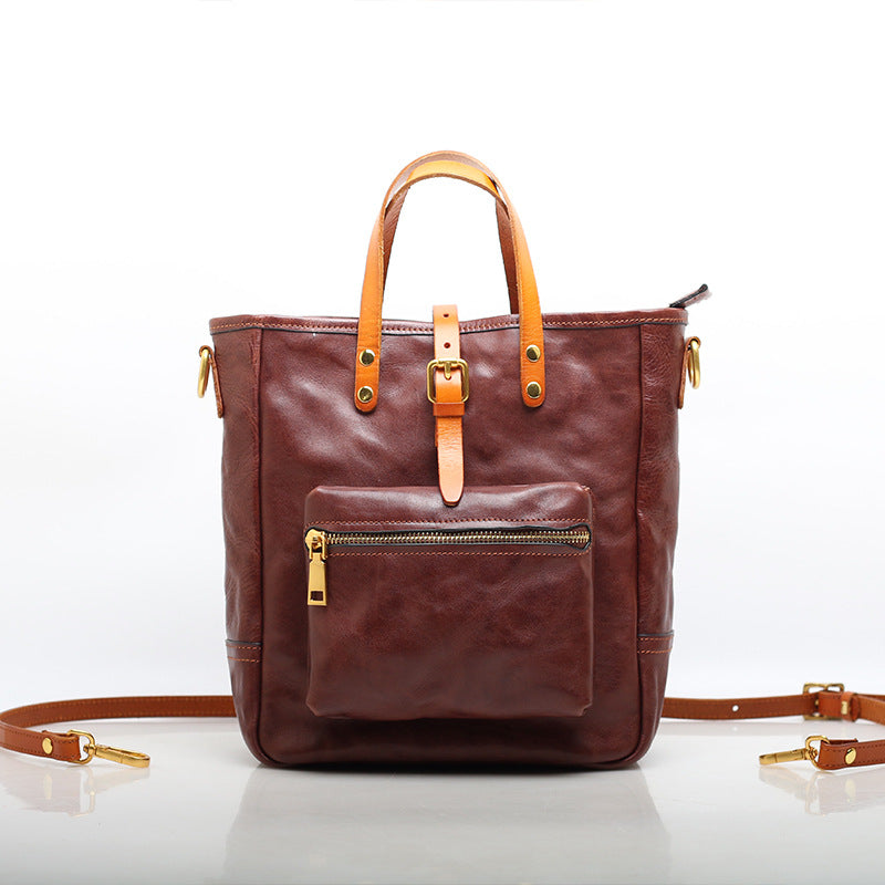 Elegant Vintage Style Leather Work Tote Bag woyaza