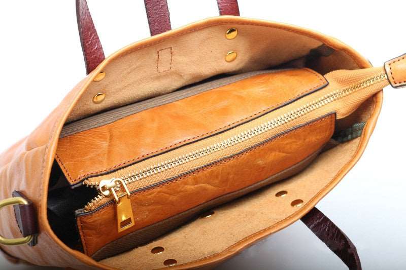 Versatile Genuine Leather Women's Tote Handbag woyaza
