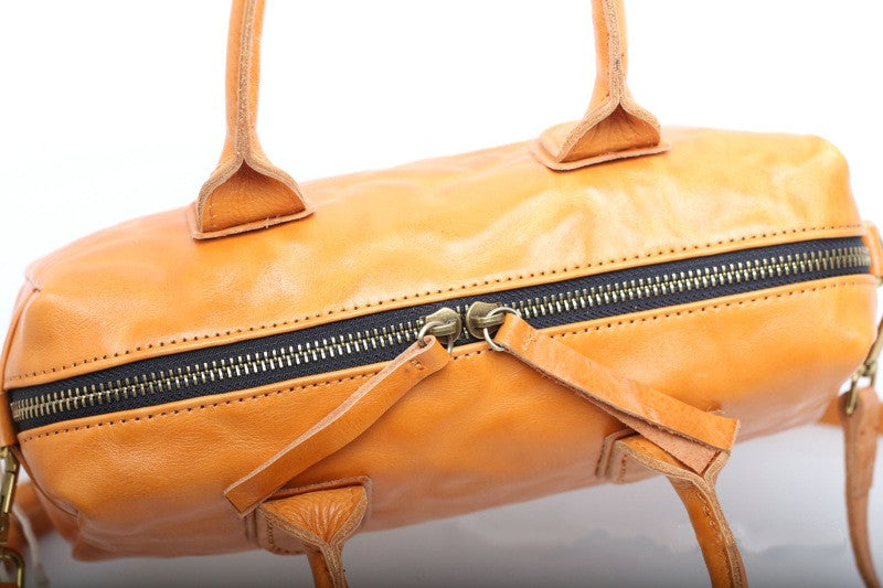 Fashionable Leather Boston Handbag woyaza