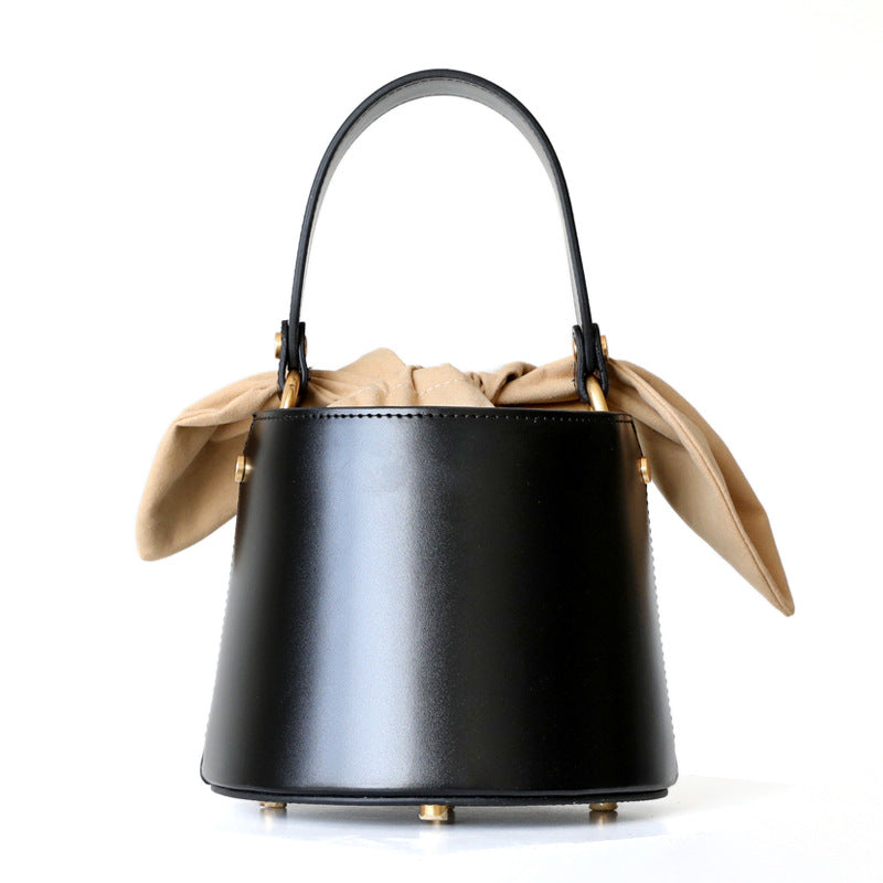Contemporary Small Leather Bucket Shoulder Bag