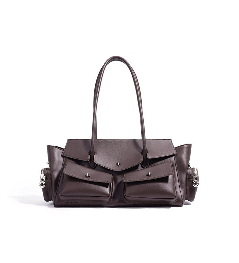 Women’s Luxury Leather Bag with Outer Pockets for Easy Access