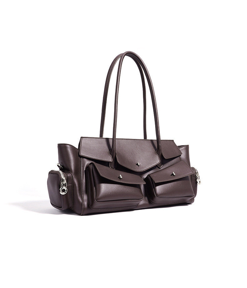 Functional Leather Handbag for Women with Pockets and Stylish Design