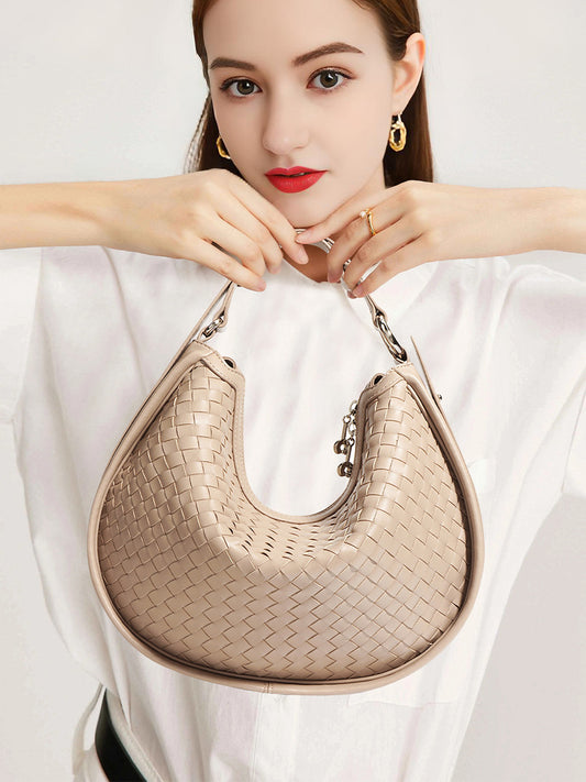 handmade woven leather shoulder bag