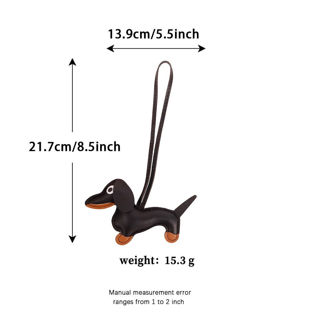 Playful dachshund leather bag accessory for daily purse customization