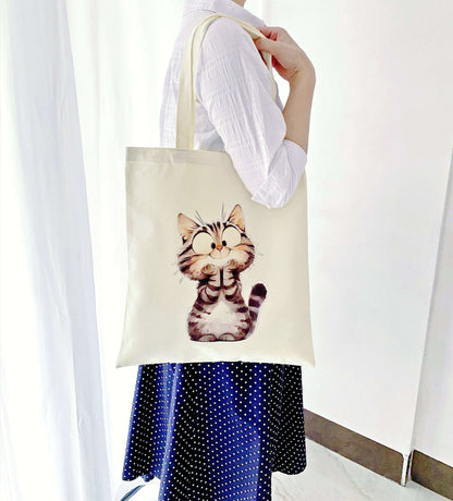 Cute cat print tote bag for everyday errands