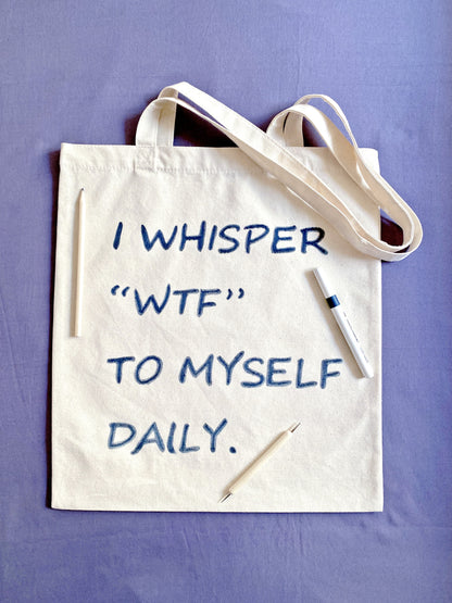 breathable canvas tote bag with personalized handwritten design