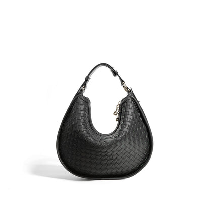 Classic Handwoven Genuine Leather Shoulder Bag for Fashionable Women
